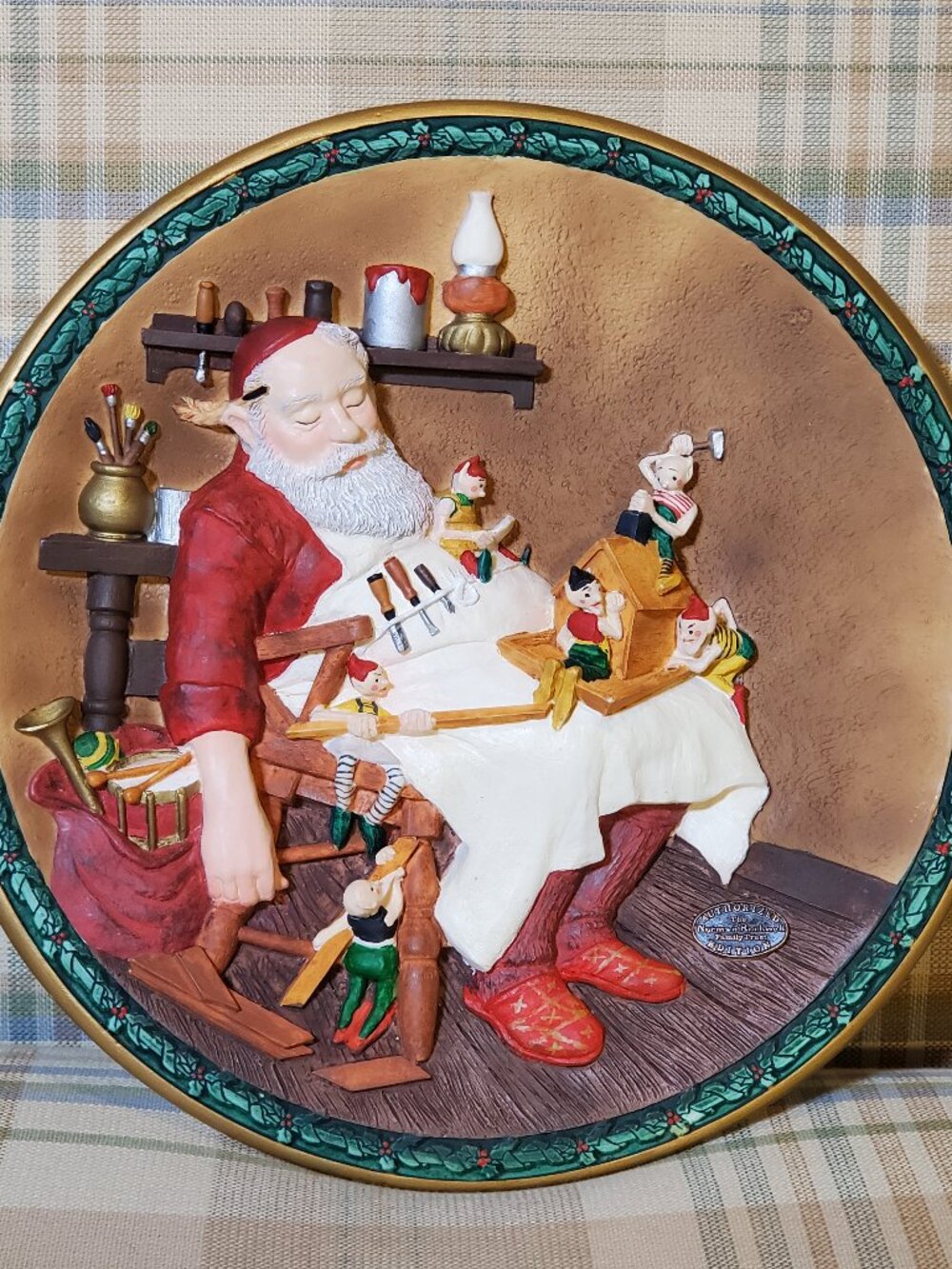 Norman Rockwell "While Santa Slumbers" 3D Collector Plate Hand Numbered